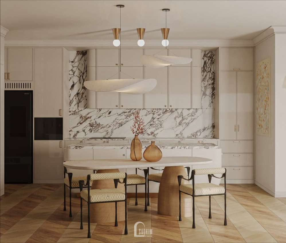 Thiết kế nội thất không gian phòng bếp phong cách Contemporary Eclectic dự án Văn Giang- Hưng Yên

